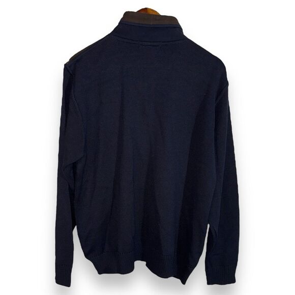 Montechiaro Navy Wool & Brown Suede Full-Zip Sweater Men’s Sz L 52 - Picture 11 of 11